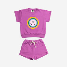 Petite Hailey- Retro Smile short sleeve sweatshirt - Purple