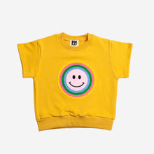 Petite Hailey- Retro Smile short sleeve sweatshirt - Yellow