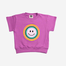 Petite Hailey- Retro Smile short sleeve sweatshirt - Purple