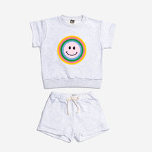 Petite Hailey- Retro Smile short sleeve sweatshirt - Gray