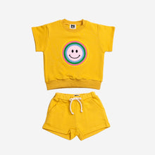 Petite Hailey- Retro Smile short sleeve sweatshirt - Yellow