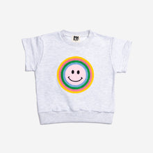 Petite Hailey- Retro Smile short sleeve sweatshirt - Gray