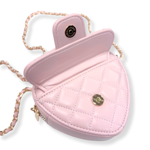 DOE A DEAR- PINK QUILTED LEATHER HEART PURSE