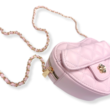 DOE A DEAR- PINK QUILTED LEATHER HEART PURSE