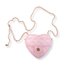 DOE A DEAR- PINK QUILTED LEATHER HEART PURSE