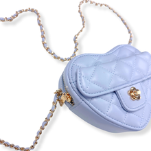 DOE A DEAR- BLUE QUILTED LEATHER HEART PURSE