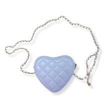 DOE A DEAR- BLUE QUILTED LEATHER HEART PURSE