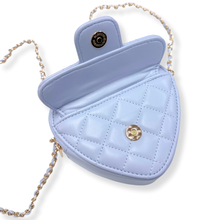 DOE A DEAR- BLUE QUILTED LEATHER HEART PURSE