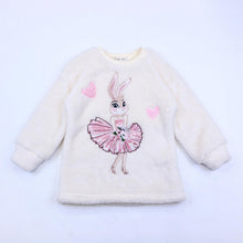 DOE A DEAR- MISS PINK FUR BUNNY TUNIC SWEATSHIRT IN WHITE