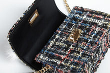 DOE A DEAR- BLACK FLOWER AND BOW TWEED PURSE IN BLACK