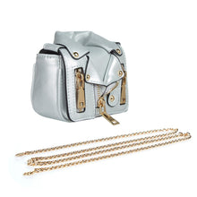 DOE A DEAR- LEATHER MINI MOTORCYCLE PURSE IN SILVER