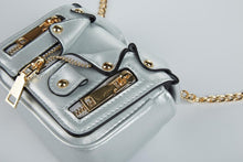 DOE A DEAR- LEATHER MINI MOTORCYCLE PURSE IN SILVER
