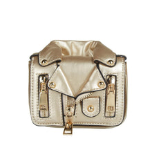 DOE A DEAR- LEATHER MINI MOTORCYCLE PURSE IN GOLD