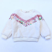 DOE A DEAR- AMBUR CLUSTERED SEQUIN FUR SWEATSHIRT IN LIGHT CREAM