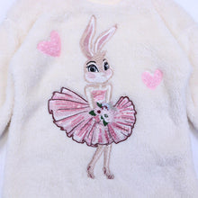 DOE A DEAR- MISS PINK FUR BUNNY TUNIC SWEATSHIRT IN WHITE