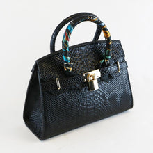 DOE A DEAR- SNAKESKIN BURK W/ SCARF IN BLACK