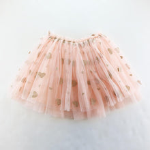 DOE A DEAR- PINK TULLE SKIRT WITH BIG GOLD HEARTS