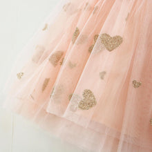 DOE A DEAR- PINK TULLE SKIRT WITH BIG GOLD HEARTS