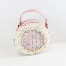 DOE A DEAR- PEARL TRIM TWEED ROUND PURSE
