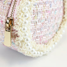DOE A DEAR- PEARL TRIM TWEED ROUND PURSE