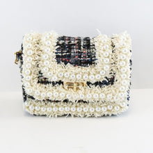 DOE A DEAR- PEARL TRIM TWEED PURSE IN BLACK