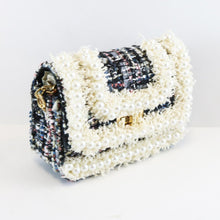 DOE A DEAR- PEARL TRIM TWEED PURSE IN BLACK