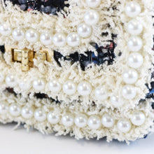 DOE A DEAR- PEARL TRIM TWEED PURSE IN BLACK