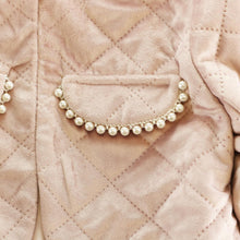 DOE A DEAR- PINK QUILTED CROP PEARL JACKET