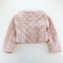 DOE A DEAR- PINK QUILTED CROP PEARL JACKET