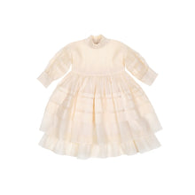 OMAMIMINI- OFF-WHITE LONG SLEEVE PLEATED ORGANZA TULLE DRESS