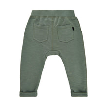 MINYMO- BABY AGAVE GREEN SWEATPANTS WITH WOOD BUTTONS
