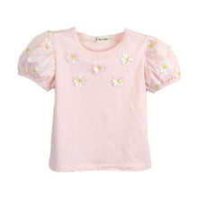 DOE A DEAR- SNOW PINK DAISY SEQUIN FLORAL MESH TOP