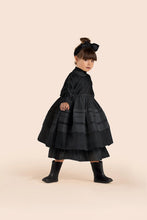 OMAMIMINI- BLACK LONG SLEEVE PLEATED ORGANZA TULLE DRESS