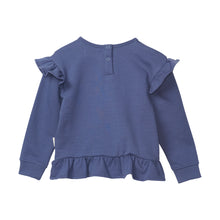CREAMIE- VINTAGE INDIGO BLUE RUFFLE SWEATSHIRT
