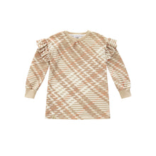 OMAMIMINI- PLAID RUFFLE TERRY DRESS IN BEIGE