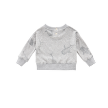 OMAMIMINI- BABY TERRY GREY WHALE SHARKS PRINT SWEATSHIRT
