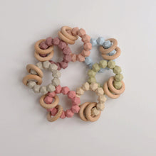 THREE HEARTS- ABBY TEETHING RATTLE- FOOD GRADE SILICONE AND BEECH WOOD