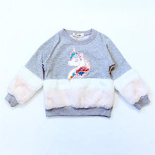 DOE A DEAR- UNICORNS & FUR SWEATSHIRT IN GREY