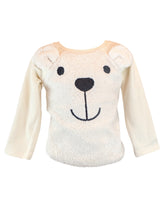 LITTLE WHO - BEIGE L/S FUR BEAR SWEATER