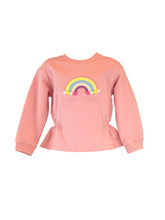 LITTLE WHO - L/S PINK RAINBOW CREWNECK SWEATER