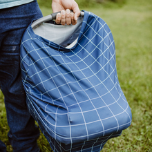 Multi use baby cover - Navy Blue Grid